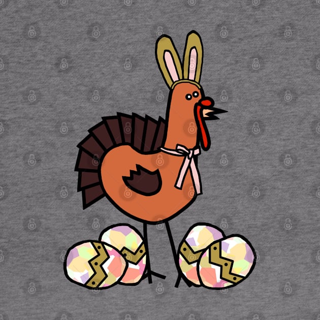 Funny Easter Bunny Ears on Thanksgiving Turkey by ellenhenryart